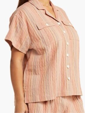 Madewell Women's Button Front Striped Stretch Cotton Linen Shirt NWT
Size: 1X